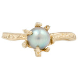 Yellow Gold Stingray Akoya Pearl Ring